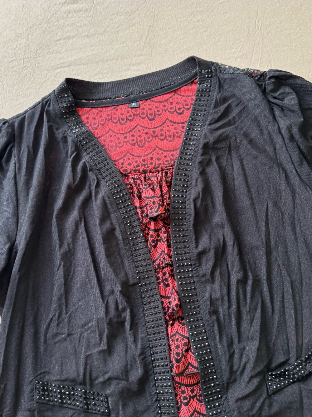 Vintage Y2K Gothic Layered Cardigan Ruffle Top - Picture 4 of 6